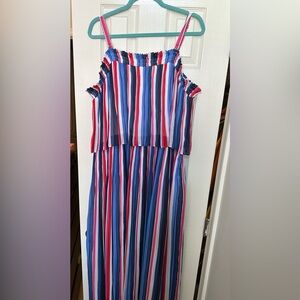 Lane Bryant Striped Maxi Dress in Red, Blue, and White